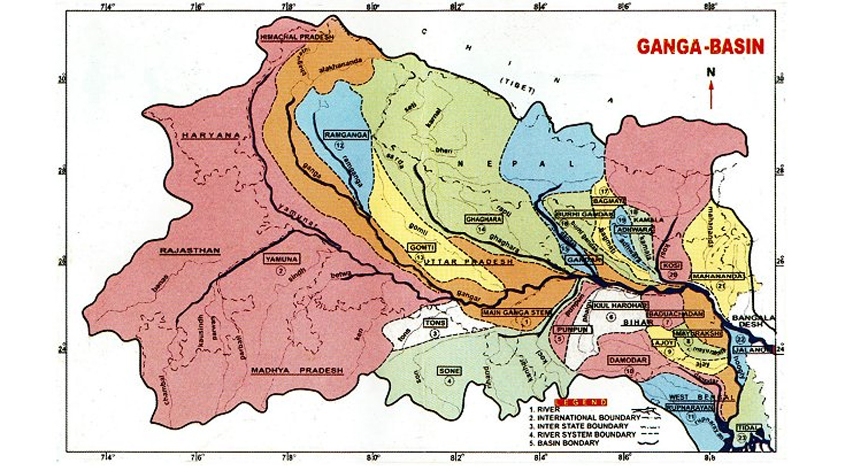 गंगा बेसिन राज्य का नक्शा